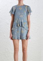 Zimmermann Adorn Floating Floral Ruffled Playsuit- Romper  Size 0 Luxury Silk