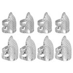 Sewing Thimble, 8 Pcs Metal Thimbles Adjustable for Hand Sewing, Silver