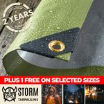 270/200gsm Tarpaulin Extra Heavy Duty Waterproof Cover Builders Sheet Green