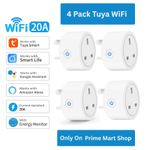 4 Pack Tuya Smart WiFi Plug UK 20A Socket Alexa Google Voice Control Energy Time