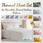 100% Brushed Cotton Sheet Set Soft Warm 4pc Flannelette Thermal Bedding 7Colours