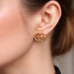 Gucci GG Brushed Brass Earrings Gold Tone