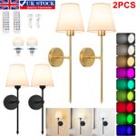 2x Battery Operated Wireless Wall Lights Wall Sconces RGB Dimmable LED Wall Lamp