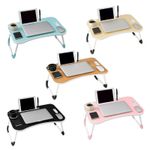 Laptop Lap Desk Portable Foldable Laptop Tray 60Wx40Dx28H cm Mug Tablet Holder