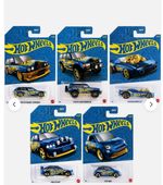 Hot Wheels Pearl and Chrome 58th Anniversary Set of 5 (No Chase) Blue Gold Cars