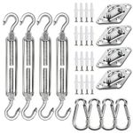 44 Pcs Shade Sail Hardware Kit, 5 Inch Outdoor 5 inch 44 pcs, Silver