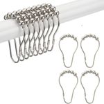12Pcs Shower Curtain Rings Hooks Metal Pole Rail Guide Hanger Bathroom UK