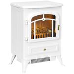 Fireplace 1850W Stove Heater Log Burning Flame Electric 950 White