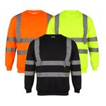 Hi Viz Vis Sweatshirt High Visibility Crew Neck Long Sleeves Work Wear Jumper