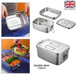 1.5L Double Layer Lunch Box Thermal Insulated Food Container Stainless Steel Box
