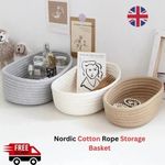 Nordic Cotton Rope Storage Basket – Woven Organizer for Desktop, Cosmetics & Key