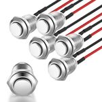 Gebildet 5 Pcs Prewired Waterproof Push Button Momentary Silver E545