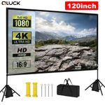 120" PROJECTOR SCREEN STAND TRIPOD PORTABLE MOVIE HOME OUTDOOR WINDPROOF 16:9 4K