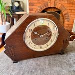 1930s Kienzle Art Deco Oak Mantel Clock Gong Strike Serviced Restored