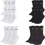 Nike Everyday Dri-Fit 6 Pairs Mens Womens Crew Socks Cushioned Gym Sports Socks!