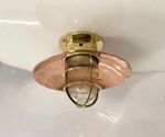 Ship Salvaged Original Bulkhead Marine Ceiling Lights - Copper Shade Set of 2