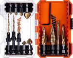 NordWolf 13-Pc Titanium Step Drill Bit Set – HSS Spiral Countersink Kit