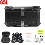 65L Motorcycle Rear Top Box Luggage Black Aluminium Alloy Tail Carrier Tool Case