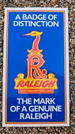 Rare Vintage Original 70s RALEIGH Bicycles Store  Advertising ALU Sign No Enamel
