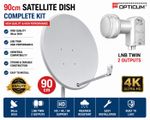 SATELLITE DISH ANTENNA HD 4K UHD 90 CM CORAB WHITE LNB TWIN 0,1dB OPTICUM 40MM