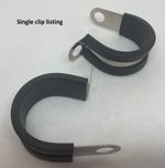 Rubber lined p clip stainless steel 25mm diam. 8mm holes (O-STK) SINGLE CLIP