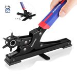 WORKPRO Heavy Duty Belt Hole Puncher for Leather w/ 6 Multi Sized Holes for Belt