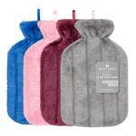 Revitale Luxury Cosy Faux Fur Pom Pom Hot Water Bottle - 2 Litre