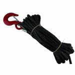 6mm Black Dyneema SK75 Synthetic 12-Strand Winch Rope x 50m With Hook 4x4