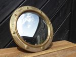 Vintage / Retro Art Deco period Convex Mirror .10 in. Brass frame / 8 in.Mirror