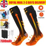 7500mAh Electric Heated Socks Foot Winter Warmer Sock Rechargeable Battery Power
