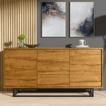 140cm Loft Retro Industrial Sideboard I Vintage Oak TV Unit Cabinet I Cupboard