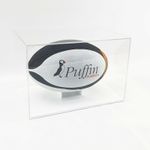 Perspex Rugby Ball Display Case - White (Landscape)