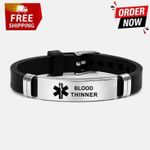 Blood Thinner Medical Alert Bracelet Adjustable Stainless Steel Engraved ID