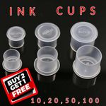 100 Ink Cups Tattoo Microblading Flat Base Pigment Plastic pots Make up cap
