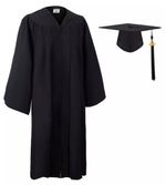 GradClassical Graduation Black Gown and Cap Set, Adults Unisex 48", 51", 57" 60"