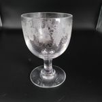 Antique 19thC Oversized Glass Goblet Etched Grape Vine Decoration Snapped Pontil