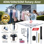 Heavy Duty 4 Arm Rotary Airer 60m Garden Clothes Line Dryer Outdoor Washing Line