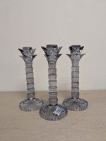 Smoked Grey Glass Candlestick Holder RRP £12.50 (Delivery Available)