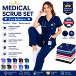 Womens Medical Scrub Set Nurse Doctor Uniform Healthcare Hospital Workwear UK