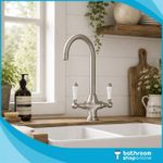 Scudo Harrogate Brushed Nickel Kitchen Mixer Tap Traditional Farmhouse