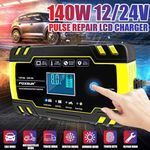 12V 24V Smart Automatic Car Motorcycle Battery Charger Pulse Repair LCD Display