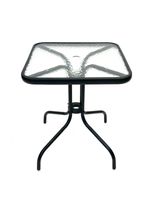 Square Glass Garden Table, Patio Table, Bistro Table, Balcony Table, 60 cm Sq