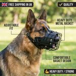 Durable Dog Muzzle for Large Adjustable Metal Wire Basket Comfortable Anti Bite