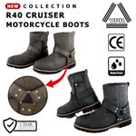 VPR Leather Motorcycle Boots Waterproof CE Approved Motorbike Cruiser Boots