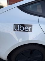 Taxi Magnets OR Stickers x2 Private Hire 95x250mm Industrial Grade Black/White