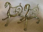 Gothic / Arts and Crafts Mythical Beast Brass Fire Dogs