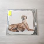 Mug & Coaster Set Of A Brindle Coloured Whippet Laying Down