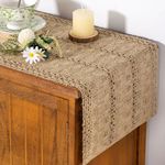 Boho Rustic Burlap Table Runner Farmhouse Vintage Jute Dining Table Decor Mat