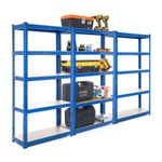 3 x Garage Shelving Units / Racking 5 Levels | 1500mm H x 750mm W x 300mm D