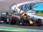 Formula 1 Max Verstappen Lewis Hamilton Signed 8" x 6" Photo